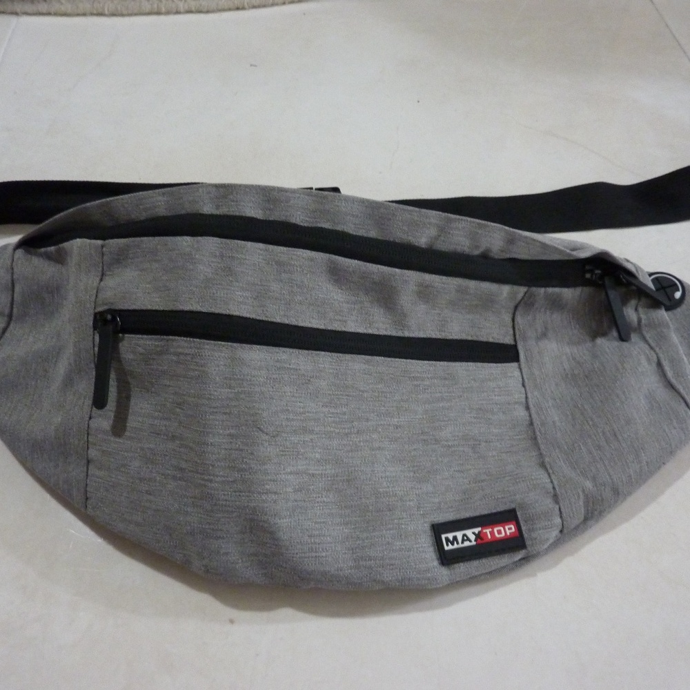 MAXTOP Large Crossbody Fanny Pack with 4-Zipper Pockets  Sports GREY